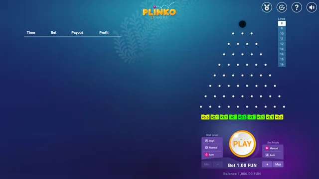 Zrzut ekranu z demo Plinko